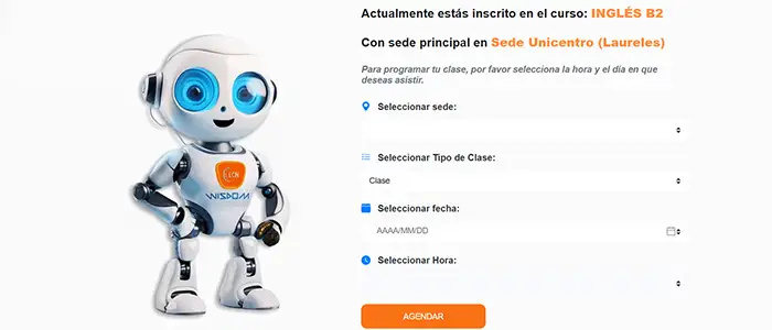 Wisdom Asistente virtual de LCN Idiomas - IA para aprender inglés en la plataforma educativa